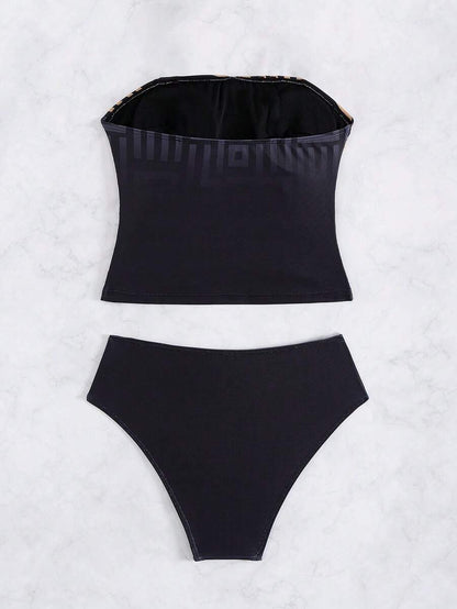 Athena Geo Strapless Bikini Seti – Yüksek Bel Plaj Takımı
