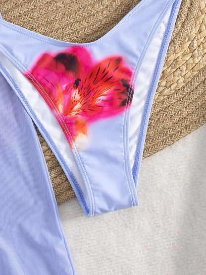 Çiçek Desenli Boho Tarzı Halter Bikini Seti