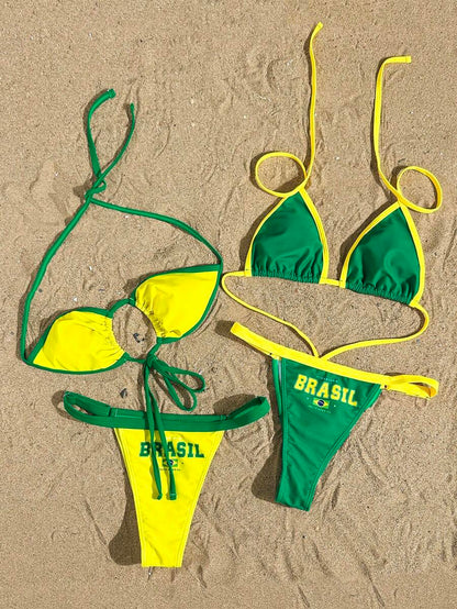 Brazil Supporter Bikini Set – Sarı Yeşil Tribün Triangle Bikini