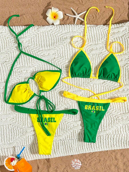 Brazil Supporter Bikini Set – Sarı Yeşil Tribün Triangle Bikini