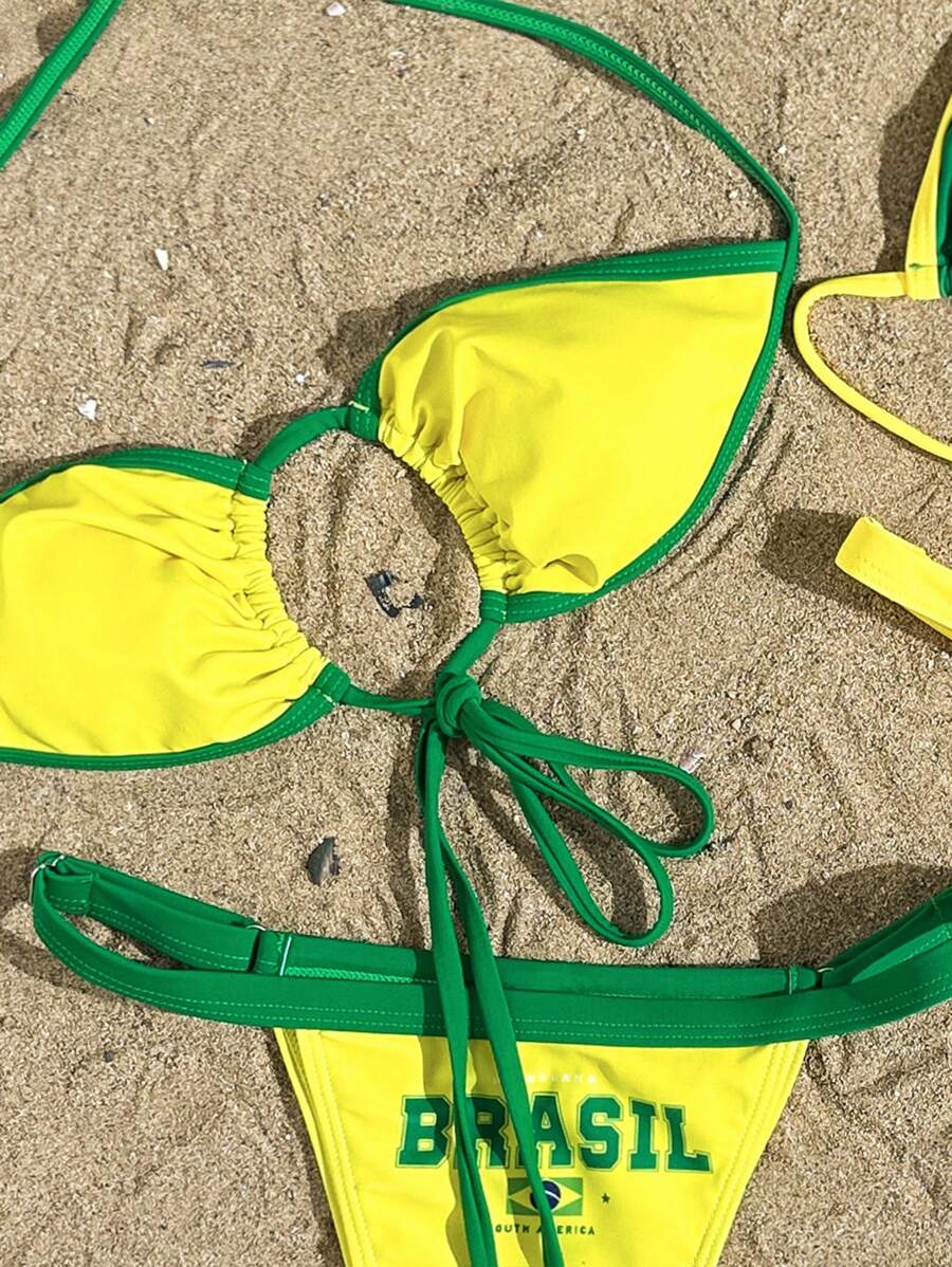 Brazil Supporter Bikini Set – Sarı Yeşil Tribün Triangle Bikini