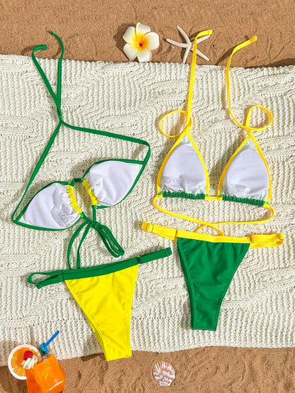 Brazil Supporter Bikini Set – Sarı Yeşil Tribün Triangle Bikini