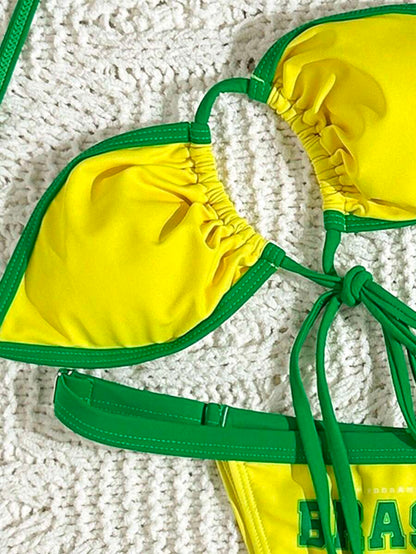 Brazil Supporter Bikini Set – Sarı Yeşil Tribün Triangle Bikini