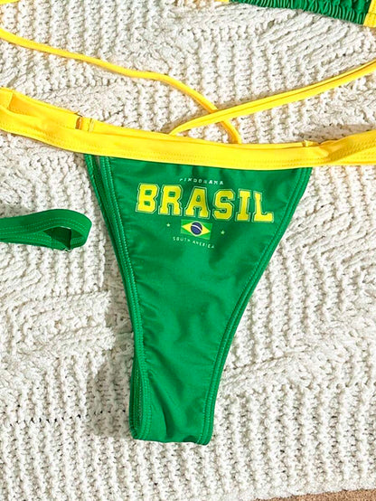 Brazil Supporter Bikini Set – Sarı Yeşil Tribün Triangle Bikini