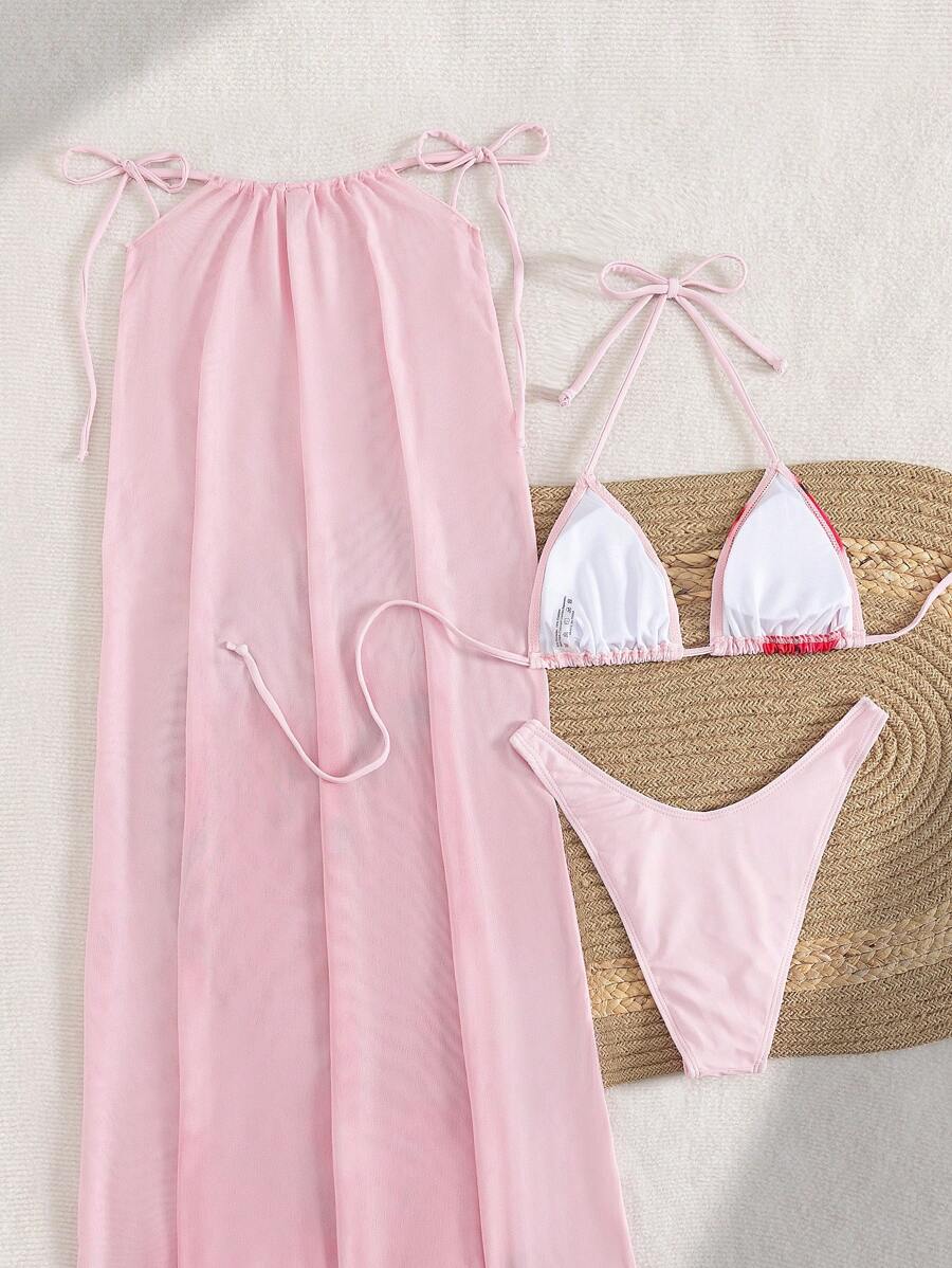 Çiçek Desenli Boho Tarzı Halter Bikini Seti