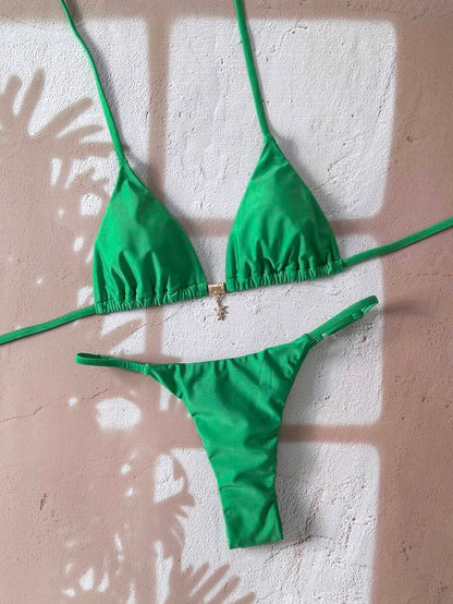 Swim Vcay  Askılı Bikini Seti Seksi Tanga Mayo