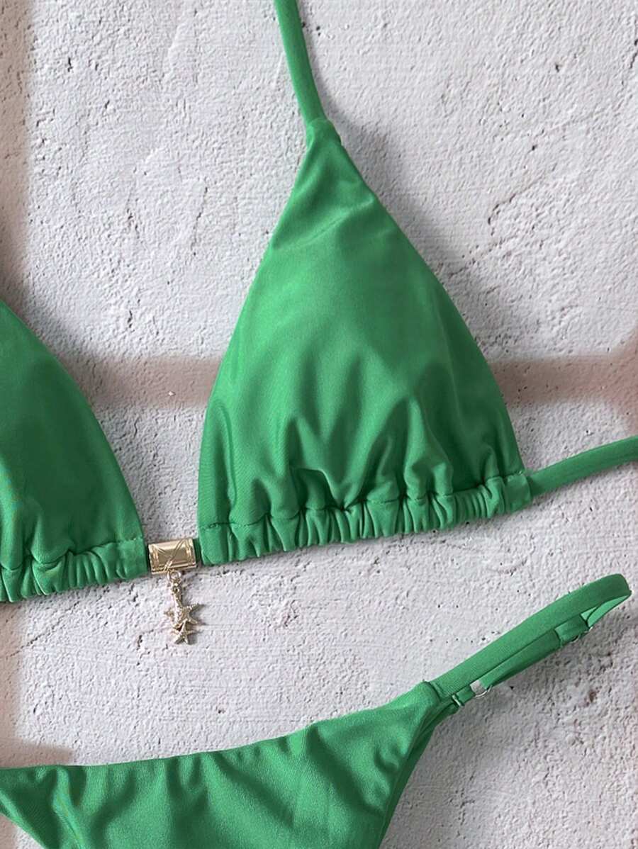 Swim Vcay  Askılı Bikini Seti Seksi Tanga Mayo