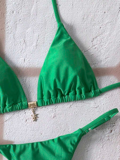 Swim Vcay  Askılı Bikini Seti Seksi Tanga Mayo