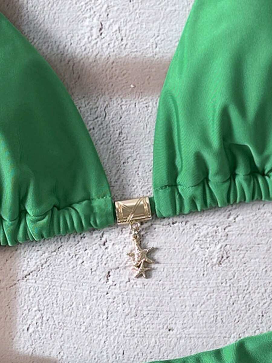 Swim Vcay  Askılı Bikini Seti Seksi Tanga Mayo