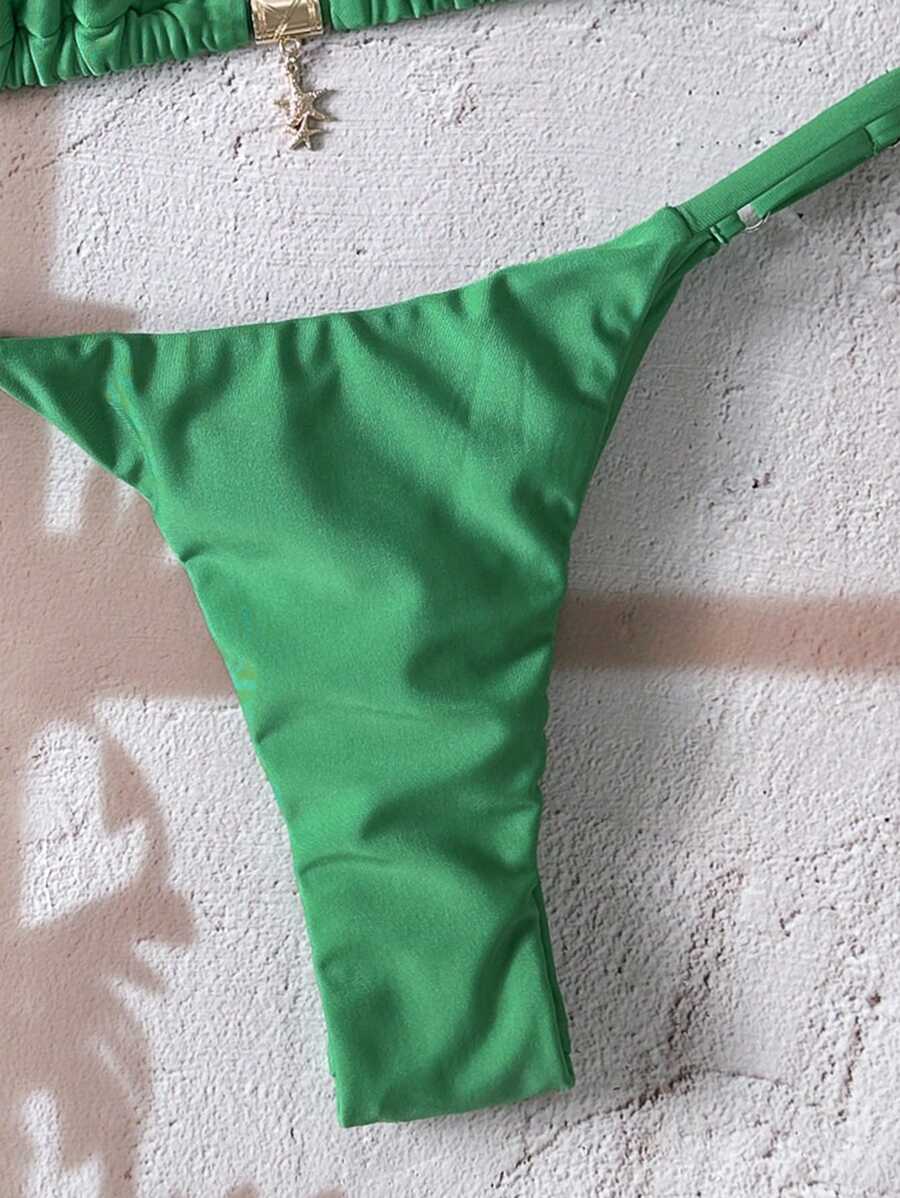 Swim Vcay  Askılı Bikini Seti Seksi Tanga Mayo