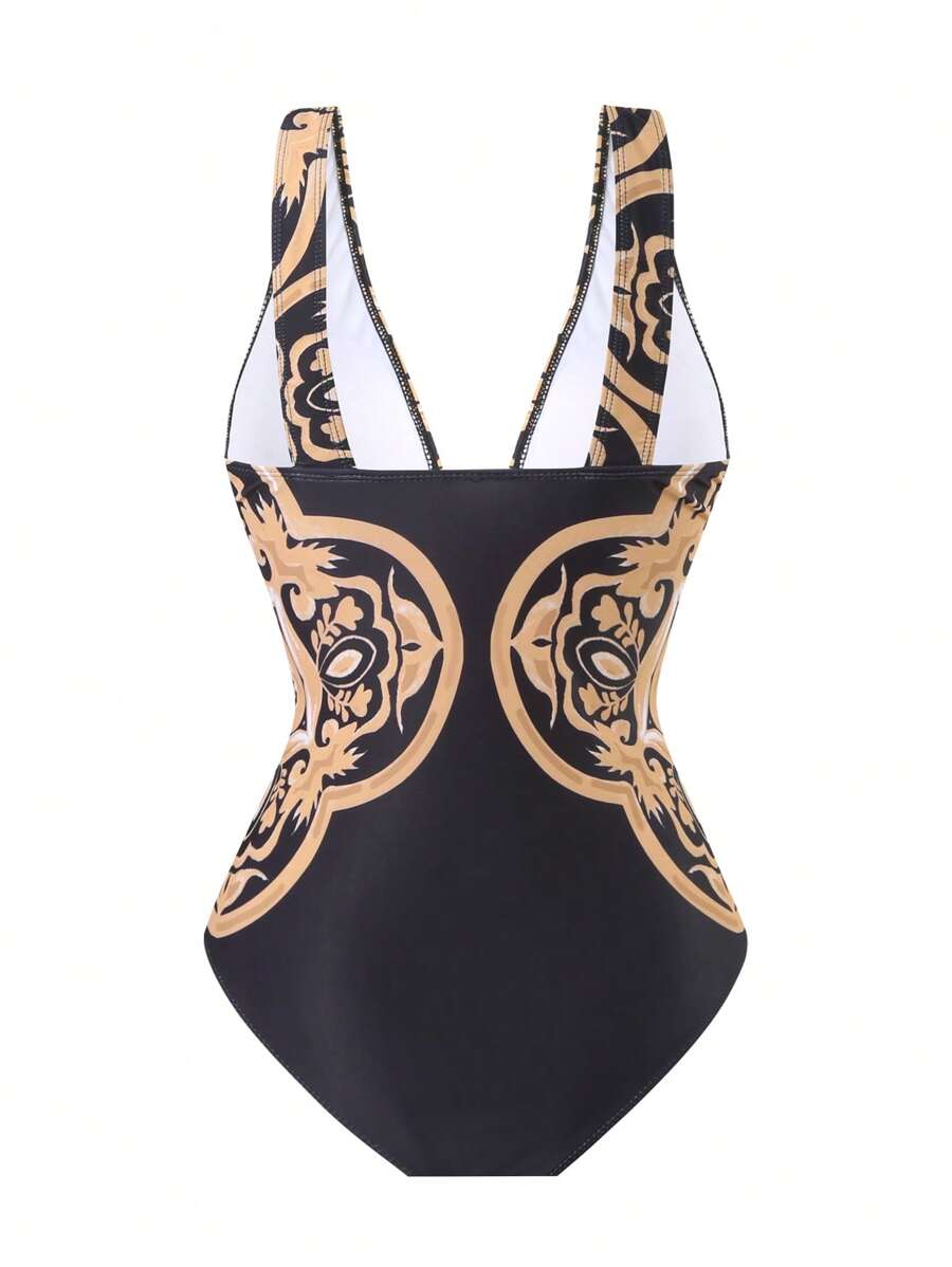 Swim Oasis Takım Etek ve File Pantolonlu Baskılı Mayo