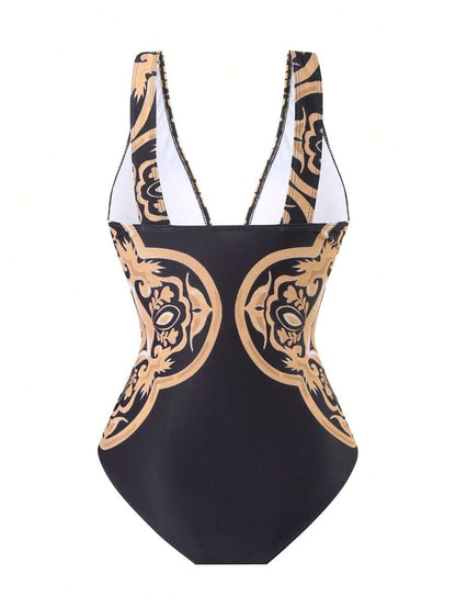 Swim Oasis Takım Etek ve File Pantolonlu Baskılı Mayo