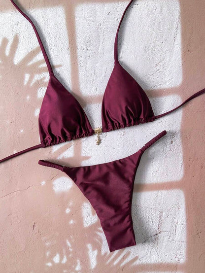 Swim Vcay  Askılı Bikini Seti Seksi Tanga Mayo