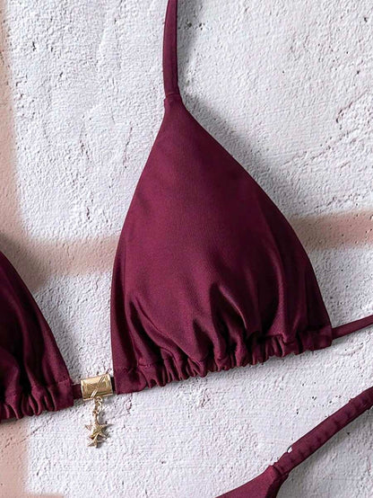 Swim Vcay  Askılı Bikini Seti Seksi Tanga Mayo