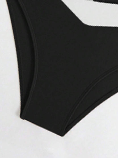 Swim Chiccia Kadın Yaz Yeni Çok Renkli Patchwork Halter Bağcıklı Bikini Takımı