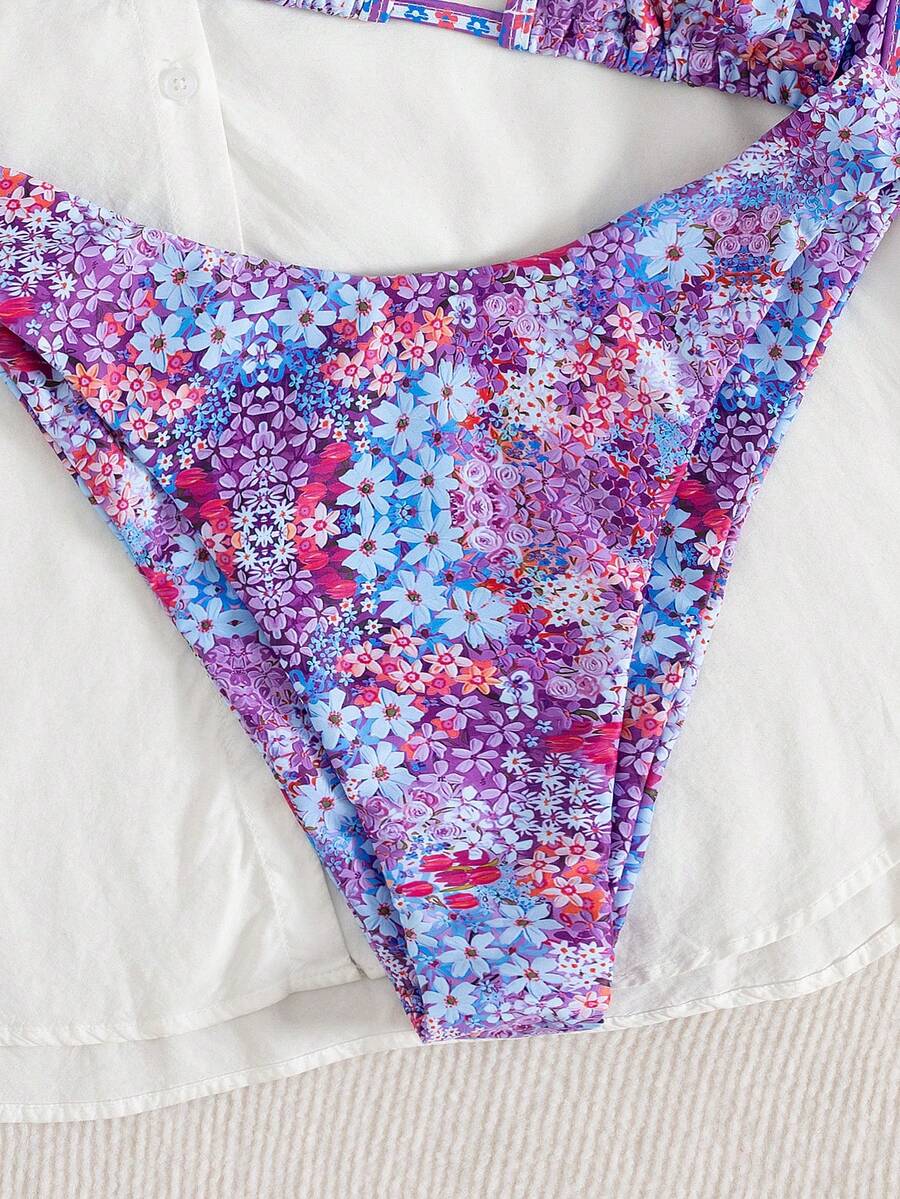Ditsy Çiçekli Seksi Bağcıklı  Bikini