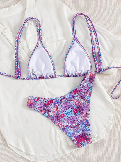 Ditsy Çiçekli Seksi Bağcıklı  Bikini
