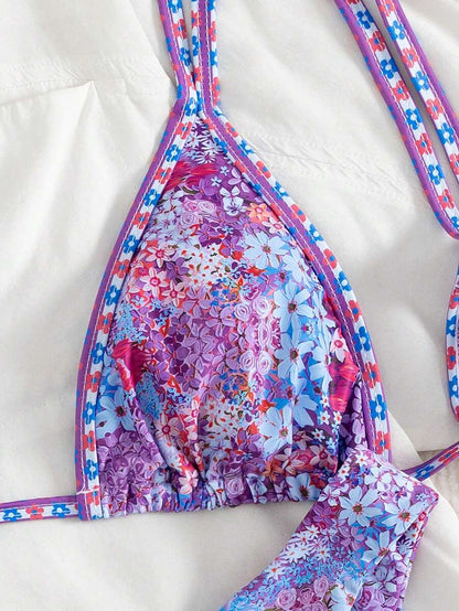 Ditsy Çiçekli Seksi Bağcıklı  Bikini