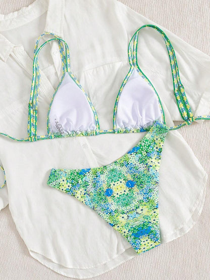 Ditsy Çiçekli Seksi Bağcıklı  Bikini
