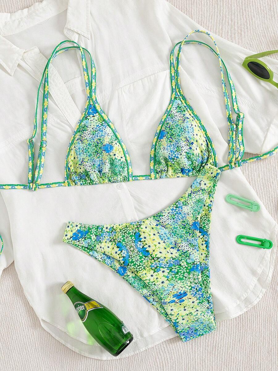 Ditsy Çiçekli Seksi Bağcıklı  Bikini