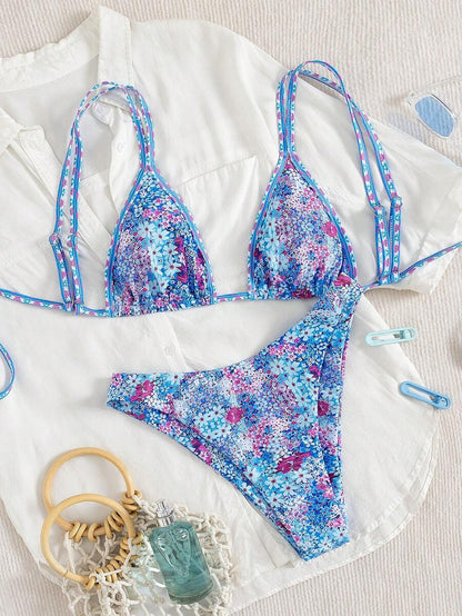 Ditsy Çiçekli Seksi Bağcıklı  Bikini