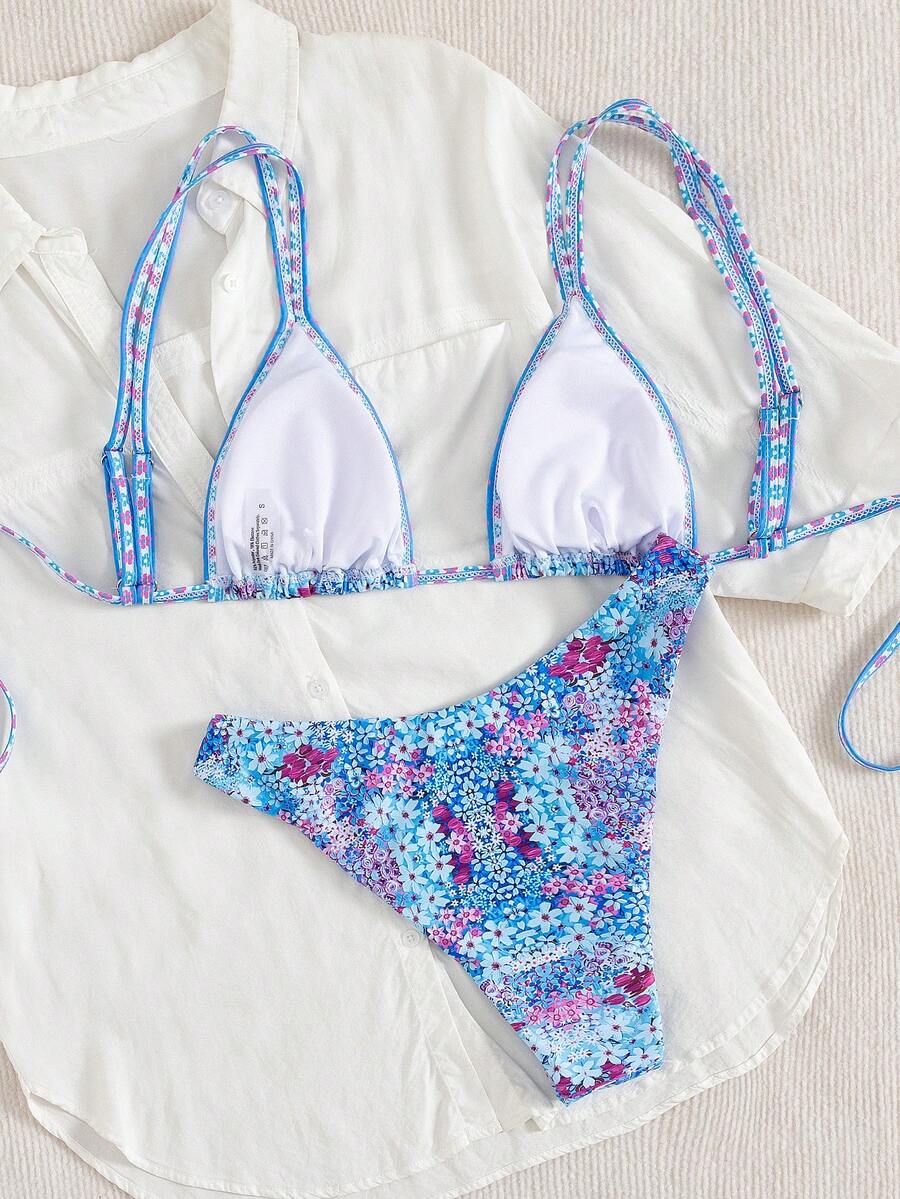 Ditsy Çiçekli Seksi Bağcıklı  Bikini