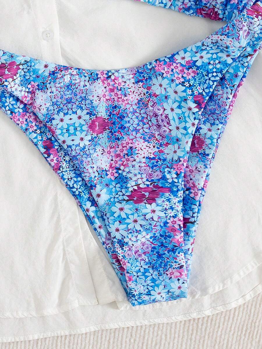 Ditsy Çiçekli Seksi Bağcıklı  Bikini
