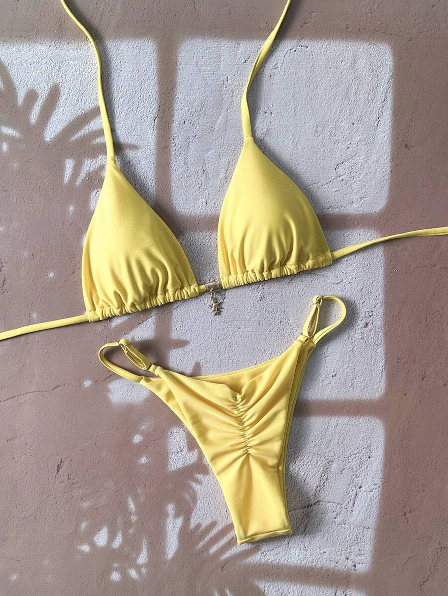 Swim Vcay  Askılı Bikini Seti Seksi Tanga Mayo