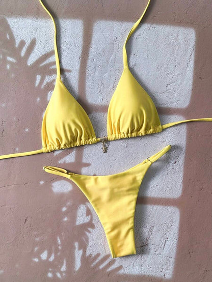 Swim Vcay  Askılı Bikini Seti Seksi Tanga Mayo