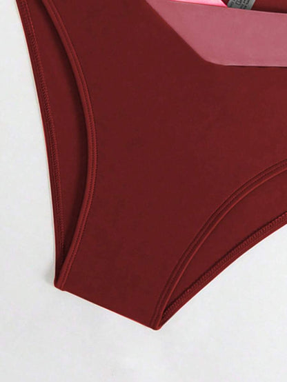 Swim Chiccia Kadın Yaz Yeni Çok Renkli Patchwork Halter Bağcıklı Bikini Takımı