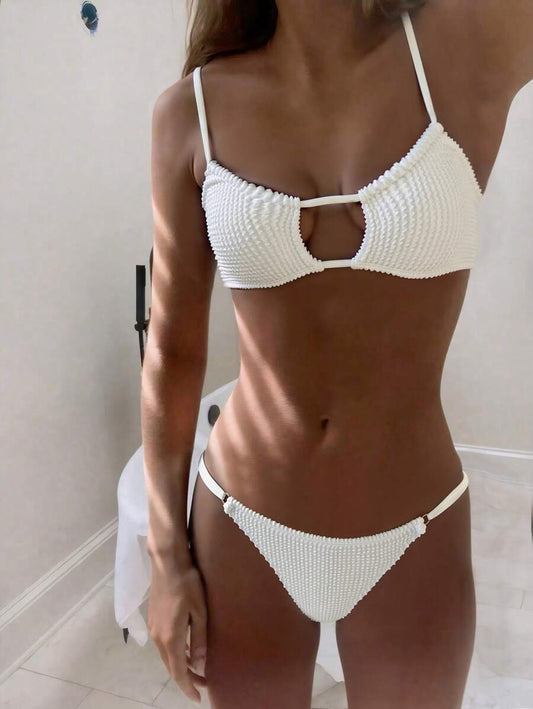 Pearl Texture Cut-Out Bikini Seti – Dokulu Modern Plaj Takımı