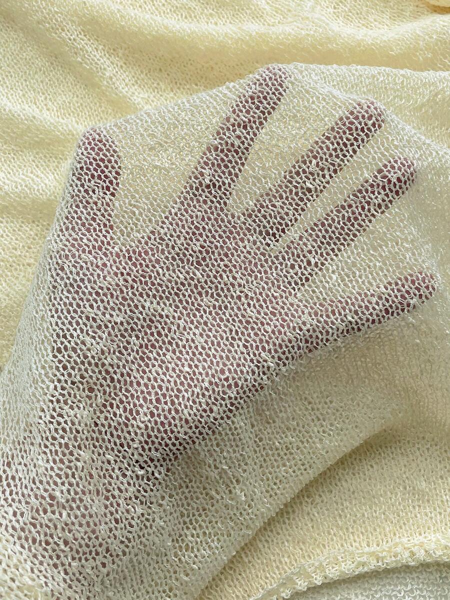 Transparan Zarif Uzun Kollu Beachwear Plaj Elbisesi