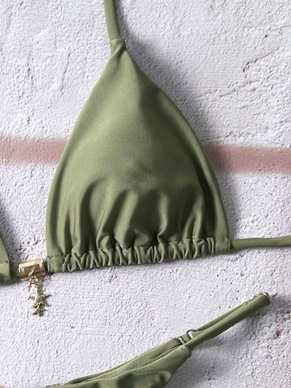 Swim Vcay  Askılı Bikini Seti Seksi Tanga Mayo