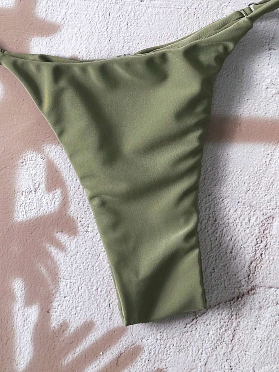 Swim Vcay  Askılı Bikini Seti Seksi Tanga Mayo