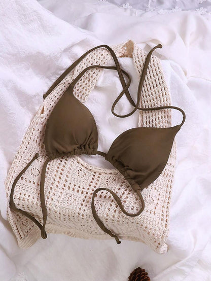 Swim Basics Seksi Düz Renk Askılı Bikini Üstü