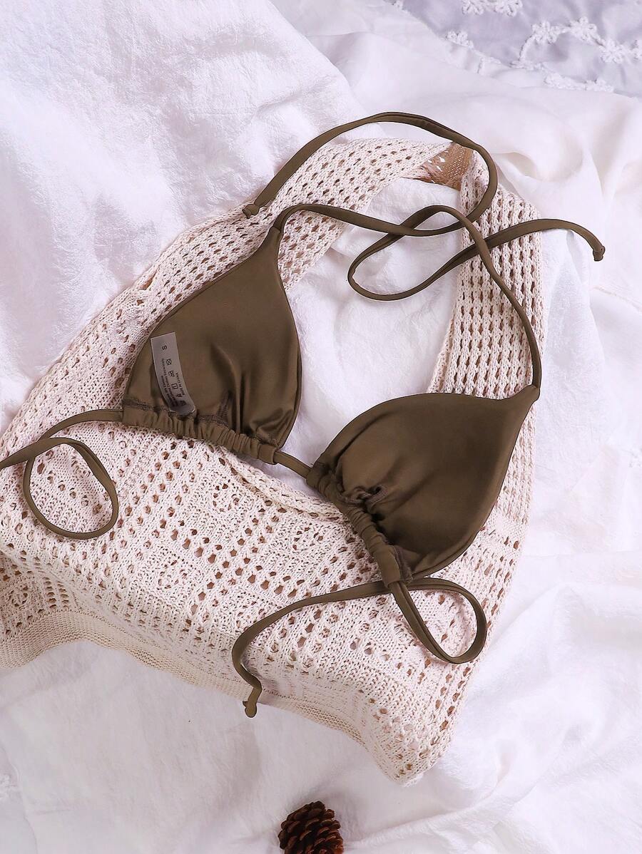 Swim Basics Seksi Düz Renk Askılı Bikini Üstü