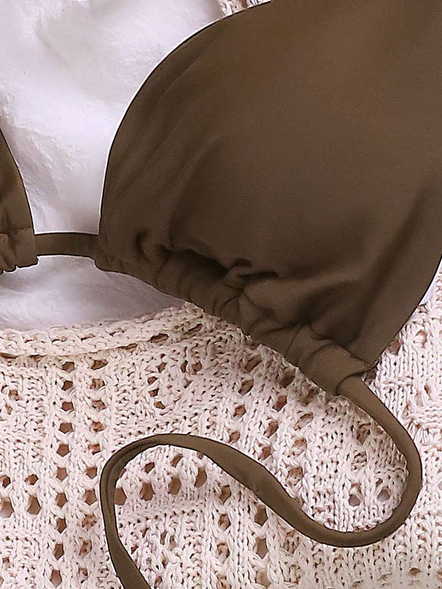 Swim Basics Seksi Düz Renk Askılı Bikini Üstü