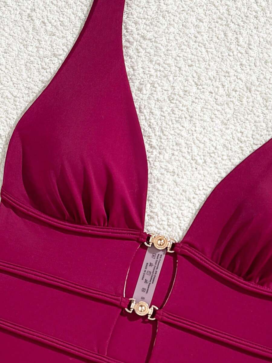 Swim Basics Springbreak Halter Yaka Yüksek Kesim Hollow Back Tek Parça Mayo