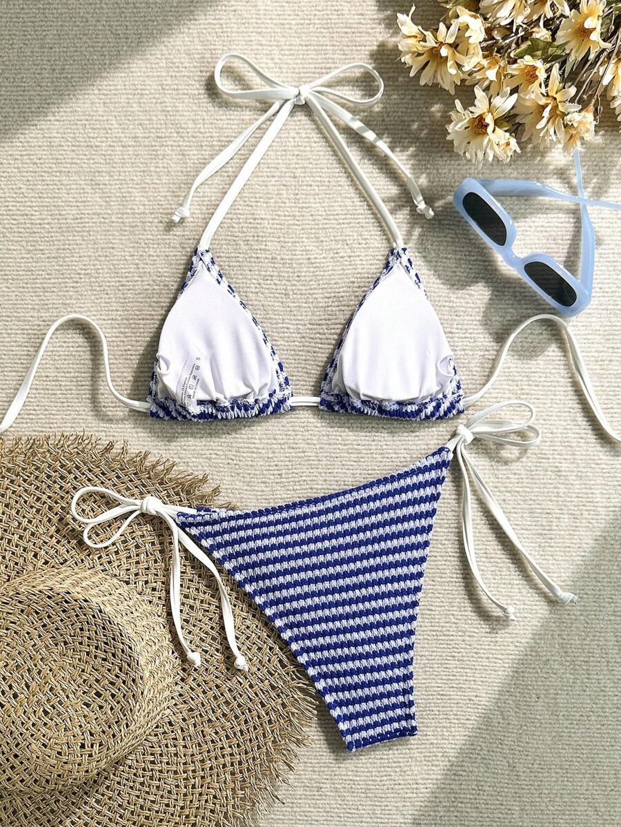 Swim Mood Üçgen Takım Dokulu Kumaş