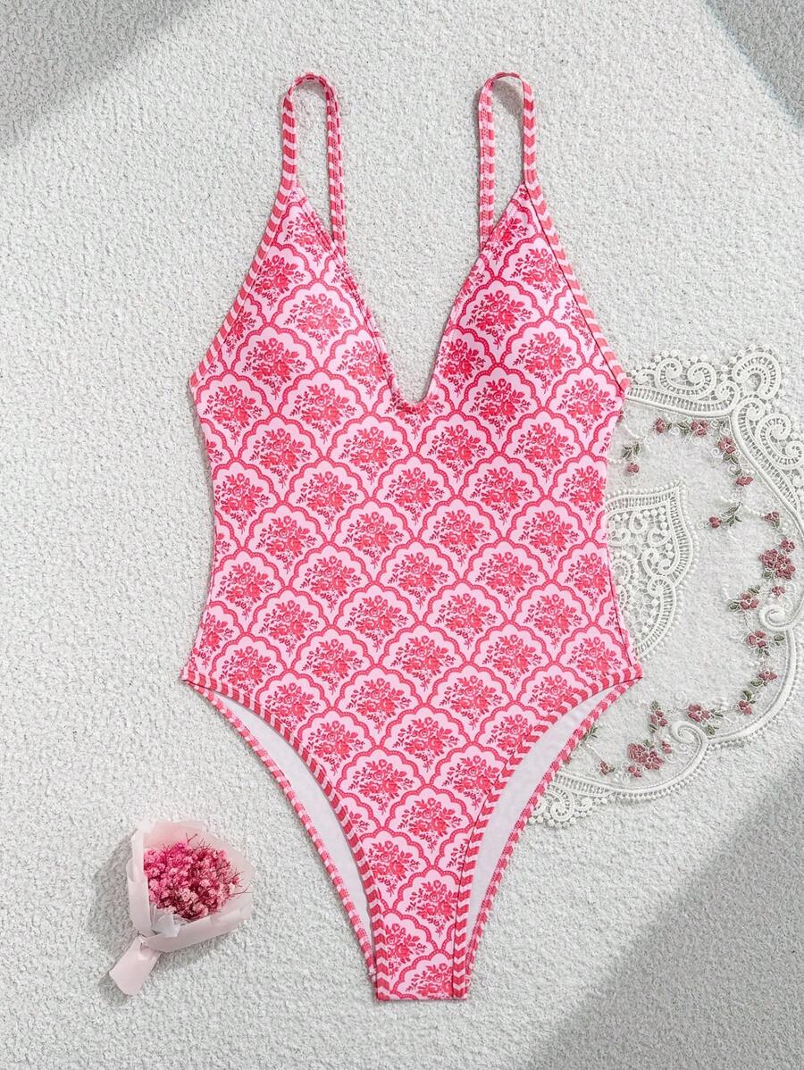 Spanish Tile Desen Mayo – V Yaka Tek Parça Mayo