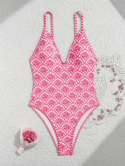 Spanish Tile Desen Mayo – V Yaka Tek Parça Mayo