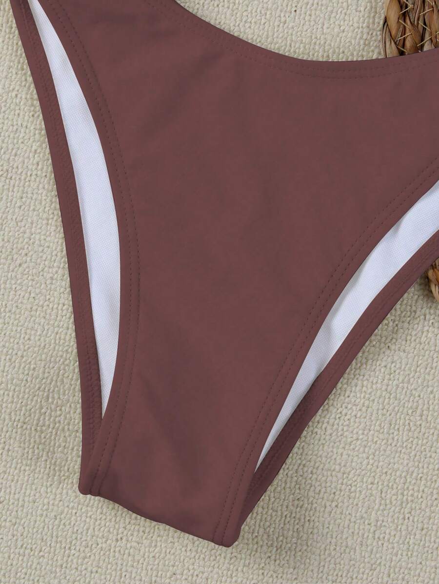 Polovedo Seksi Düz Renk Bandeau Bikini Seti