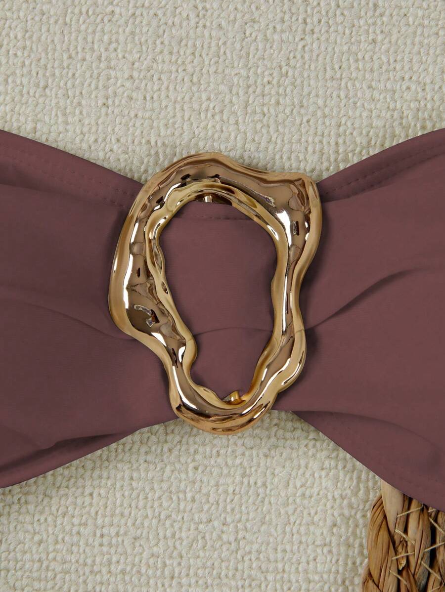 Polovedo Seksi Düz Renk Bandeau Bikini Seti