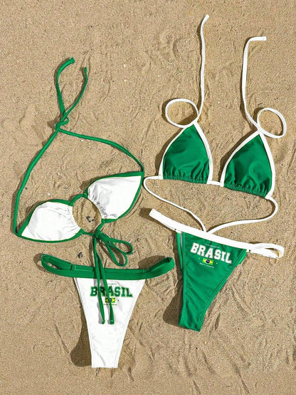 Brazil Supporter Bikini Set – Sarı Yeşil Tribün Triangle Bikini
