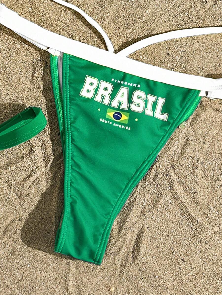 Brazil Supporter Bikini Set – Sarı Yeşil Tribün Triangle Bikini