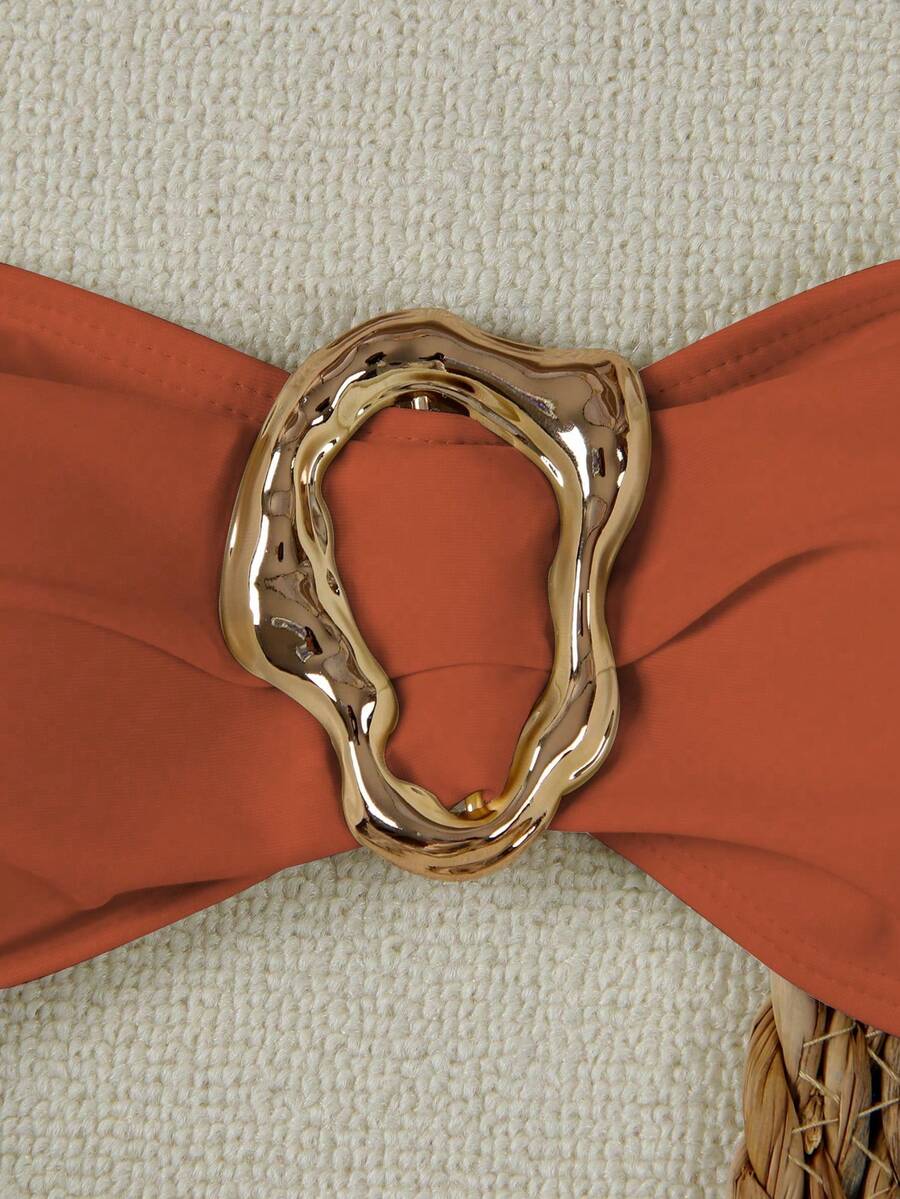 Polovedo Seksi Düz Renk Bandeau Bikini Seti