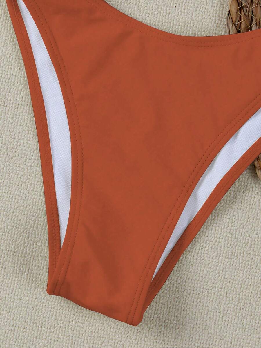 Polovedo Seksi Düz Renk Bandeau Bikini Seti