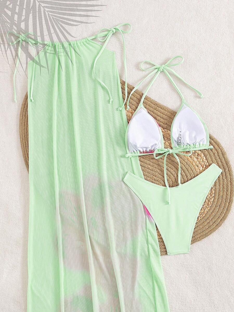 Çiçek Desenli Boho Tarzı Halter Bikini Seti