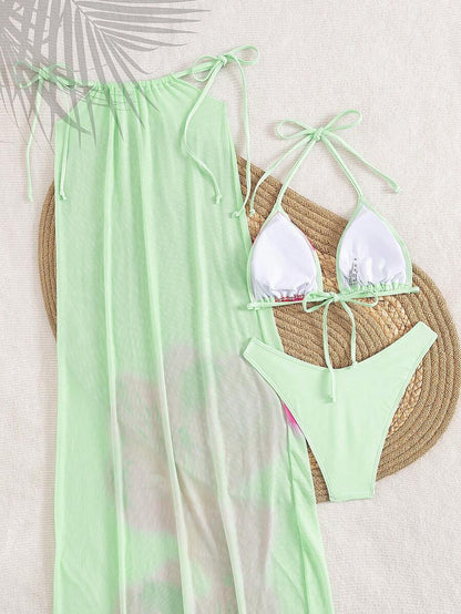 Çiçek Desenli Boho Tarzı Halter Bikini Seti