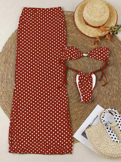 Polka Dot Sheer Maxi Pareo – Yırtmaçlı Plaj Cover-Up Etek